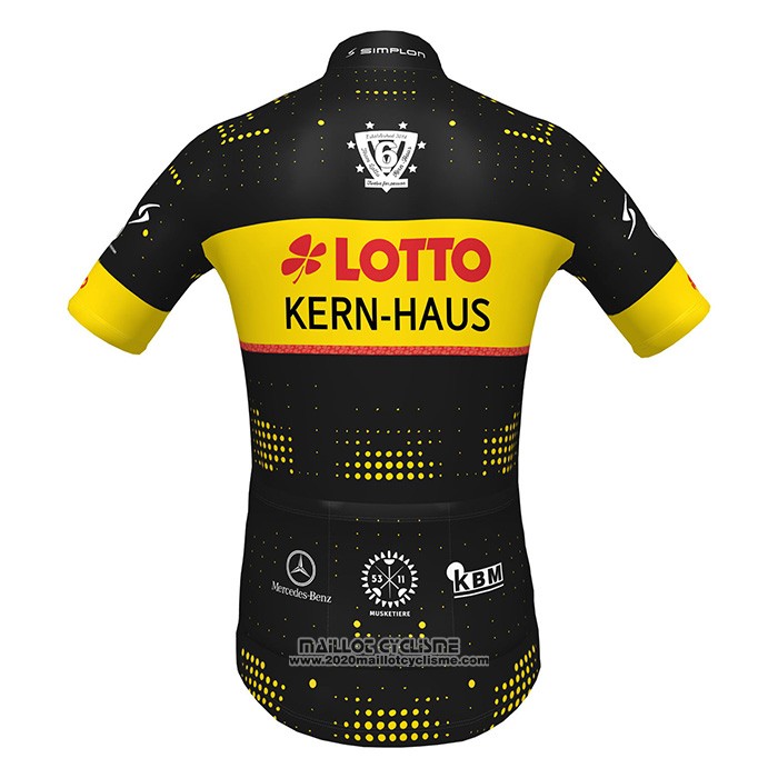 2022 Maillot Cyclisme Lotto-kern Haus Noir Jaune Manches Courtes et Cuissard